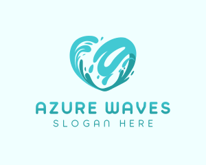 Blue Heart Wave logo design