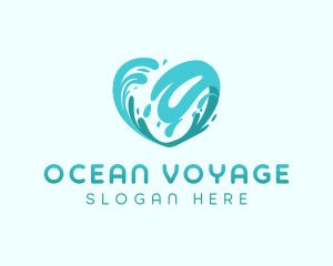 Blue Heart Wave logo design