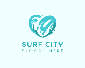 Blue Heart Wave logo design