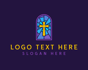 Stained Glass - Crucifix Christian Ministry logo design