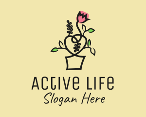 Organic Product - Flower Pot Outline logo design