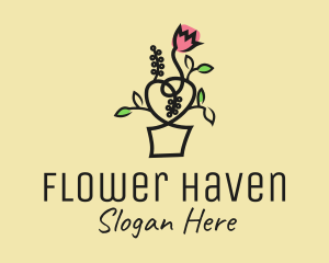 Flower Pot Outline logo design