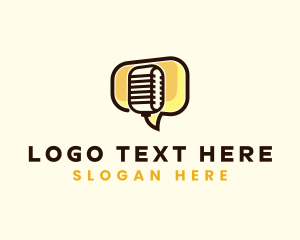 Message - Microphone Chat Bubble logo design