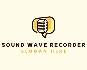 Recorder - Microphone Chat Bubble logo design