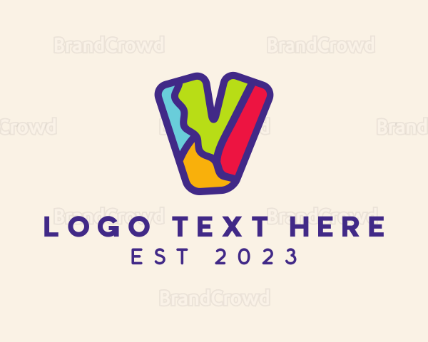 Puzzle Art Letter V Logo