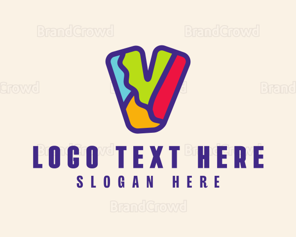 Puzzle Art Letter V Logo