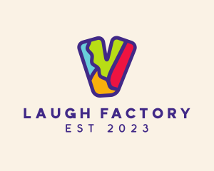 Comedy - Puzzle Art Letter V logo design