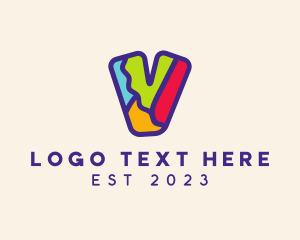 Letter V - Puzzle Art Letter V logo design