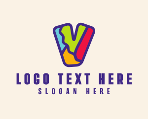 Comedy - Puzzle Art Letter V logo design