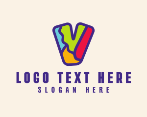 Puzzle Art Letter V Logo