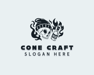 Flaming Skull Pub logo design