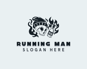 Liquor - Flaming Skull Pub logo design