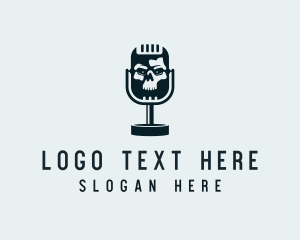 Podcast - Skull Podcast Mic logo design