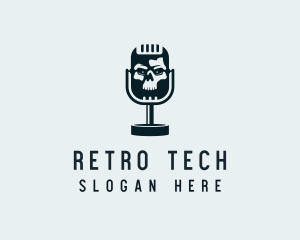 Skull Podcast Mic logo design