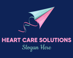 Paper Plane Heart logo design