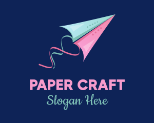 Paper Plane Heart logo design