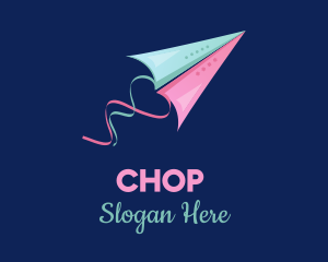 Message - Paper Plane Heart logo design