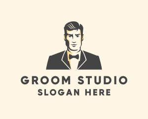 Groom - Handsome Man Fashion Tuxedo logo design