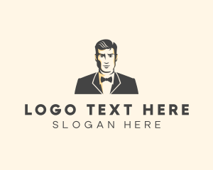 Handsome Man Fashion Tuxedo logo design