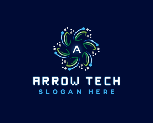 Pixel Leaf Circuit logo design