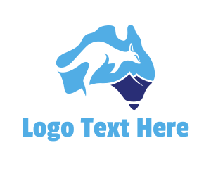 Kangaroo - Blue Kangaroo Australia logo design