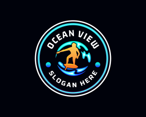 Ocean Wave Surfing logo design