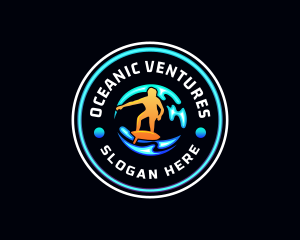 Ocean Wave Surfing logo design