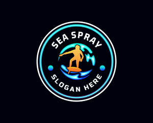 Ocean Wave Surfing logo design