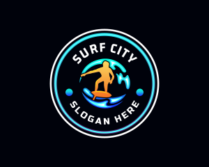 Ocean Wave Surfing logo design