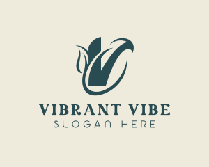 Natural Leaf Letter V logo design