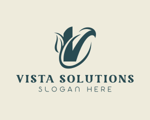 Natural Leaf Letter V logo design