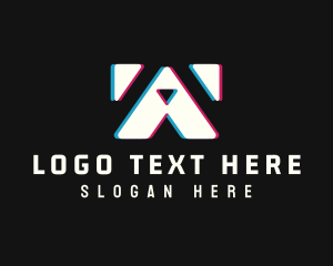 Anaglyph - Cyber Glitch Letter A logo design