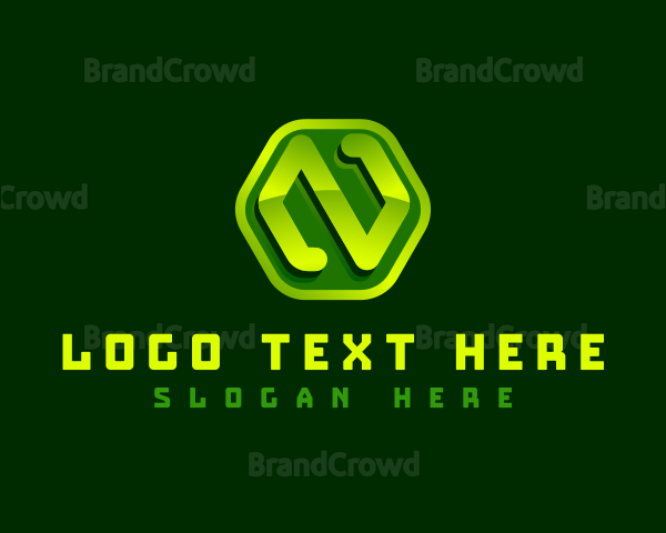 Tech Hexagon Letter N Logo
