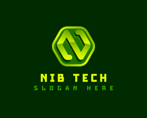 Tech Hexagon Letter N logo design