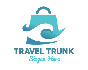 Suitcase - Surfing Wave Bag logo design