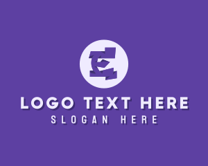 Round - Violet Letter E logo design