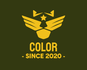 Pilot School - Military Pilot Golden Wings logo design