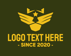 Pilot School - Military Pilot Golden Wings logo design