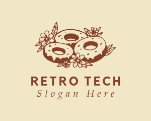 Retro Donut Flowers Cafe logo design