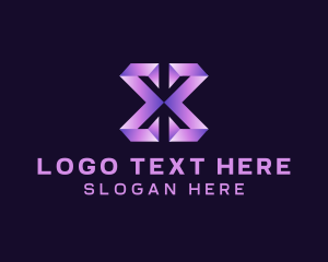 Cyberspace - Gradient Cyber Letter X logo design