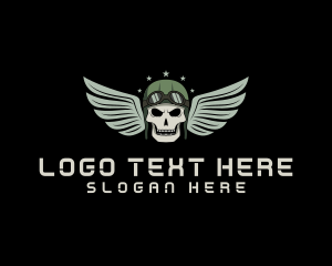 Military - Aviation Pilot Gaming Skull logo design