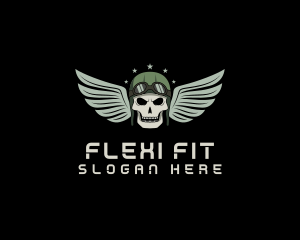 Aviation Pilot Gaming Skull logo design