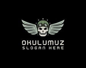 Aviation Pilot Gaming Skull logo design