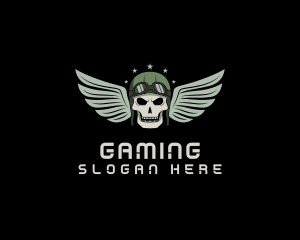 Aviation Pilot Gaming Skull logo design