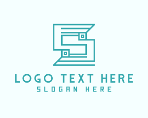 Teal - Digital Circuit Letter S logo design