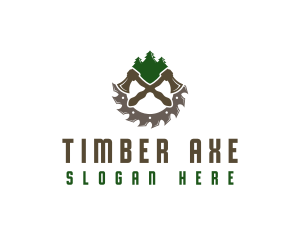 Lumberjack Axe Saw logo design