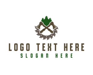 Logger - Lumberjack Axe Saw logo design