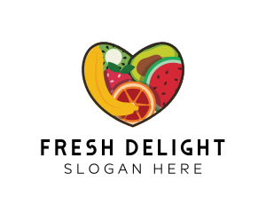 Fruit Salad - Fresh Fruit Heart logo design