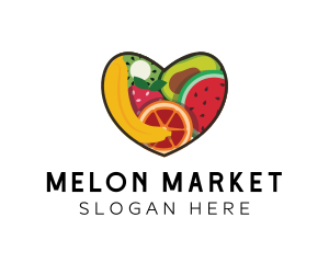 Melon - Fresh Fruit Heart logo design