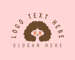 Haircut - Curly Beauty Lady logo design